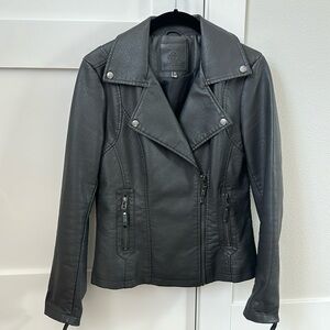 Max Studio Gray Faux Leather Motto Jacket